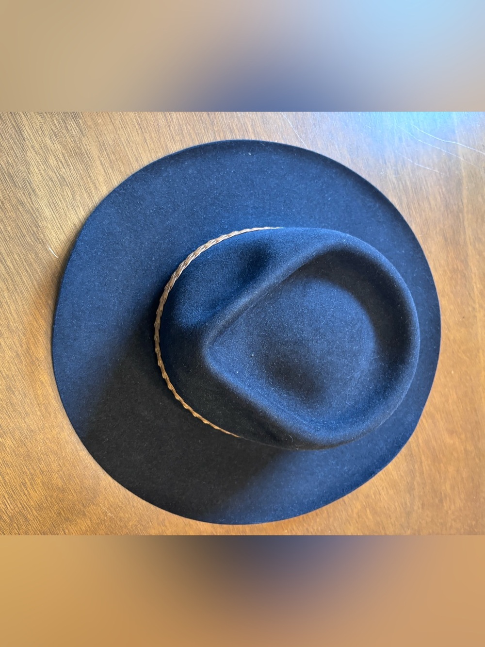 Akubra Black Felt Rancher Hat with Brown Braid